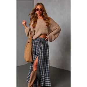 VICI Gesibella Ruffle Hem Plaid Maxi Skirt Large
